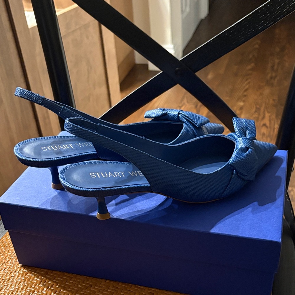 Stuart Weitzman Cobalt Blue Sofia 50 Slingback - Picture 3 of 5